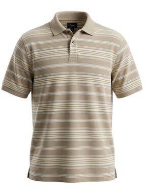 G.H. Bass & Co Striped Polo Shirt Beige White Collared 100% Cotton Preppy XXL